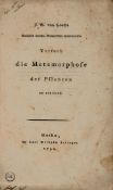 Goethe (Johann Wolfgang von) Versuch die Metamorphose der Pflanzen zu erklären first edition, with