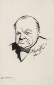 Sherriffs (Robert Stewart) Winston Churchill bust-length caricature portrait, pen and black ink, 200