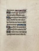 Book of Hours, 2 leaves manuscript on vellum, in Latin, 11 lines, written in black ink in a gothic