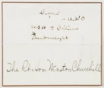 Churchill  (Sir Winston Spenser) Autograph Note for a ?speech at a dinner given in his honour at