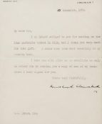 Churchill  (Sir Winston Spenser) Typed letter signed to C.G. Dines, 1p., sm. 4to, 28, Hyde Park