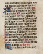 Book of Hours, single leaf manuscript on vellum, in Latin, 18 lines, written in black ink in a