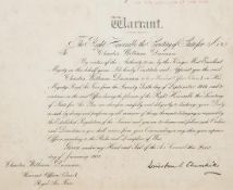 Churchill  (Sir Winston Spenser) Warrant appointing Charles William Durman as Warrant Officer in the