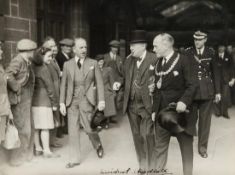 Churchill  (Sir Winston Spenser) Photograph of Churchill on a visit to Ayr signed, 180 x 240mm.,