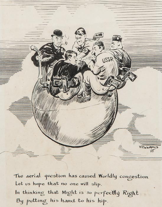 Churchill  (Sir Winston Spenser) War Effort, original caricature illustration showing Churchill at