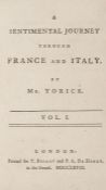 [Sterne  (Rev. Laurence)] A Sentimental Journey Through France and Italy. By Mr. Yorick, 2 vol.,