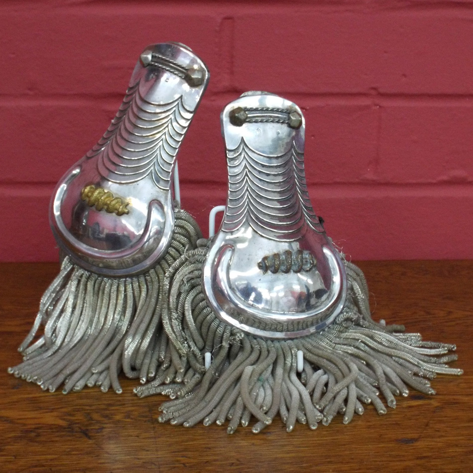 PAIR OF ITALIAN SILVER MOUNTED EPAULETTES.