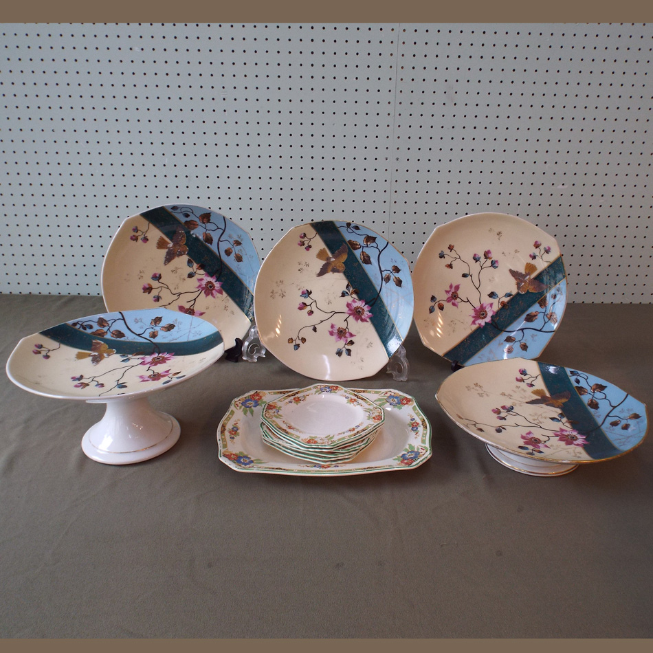 LATE 19th CENTURY FRENCH PORCELAIN PART DESSERT SERVICE AND A SANDWICH SET