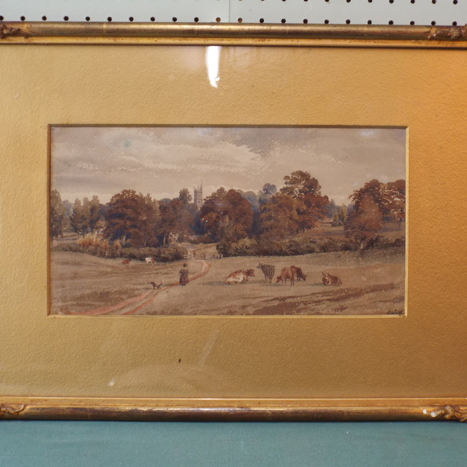LATE VICTORIAN WATERCOLOUR OF ENGLISH LANDSCAPE SIGNED A WHITE,