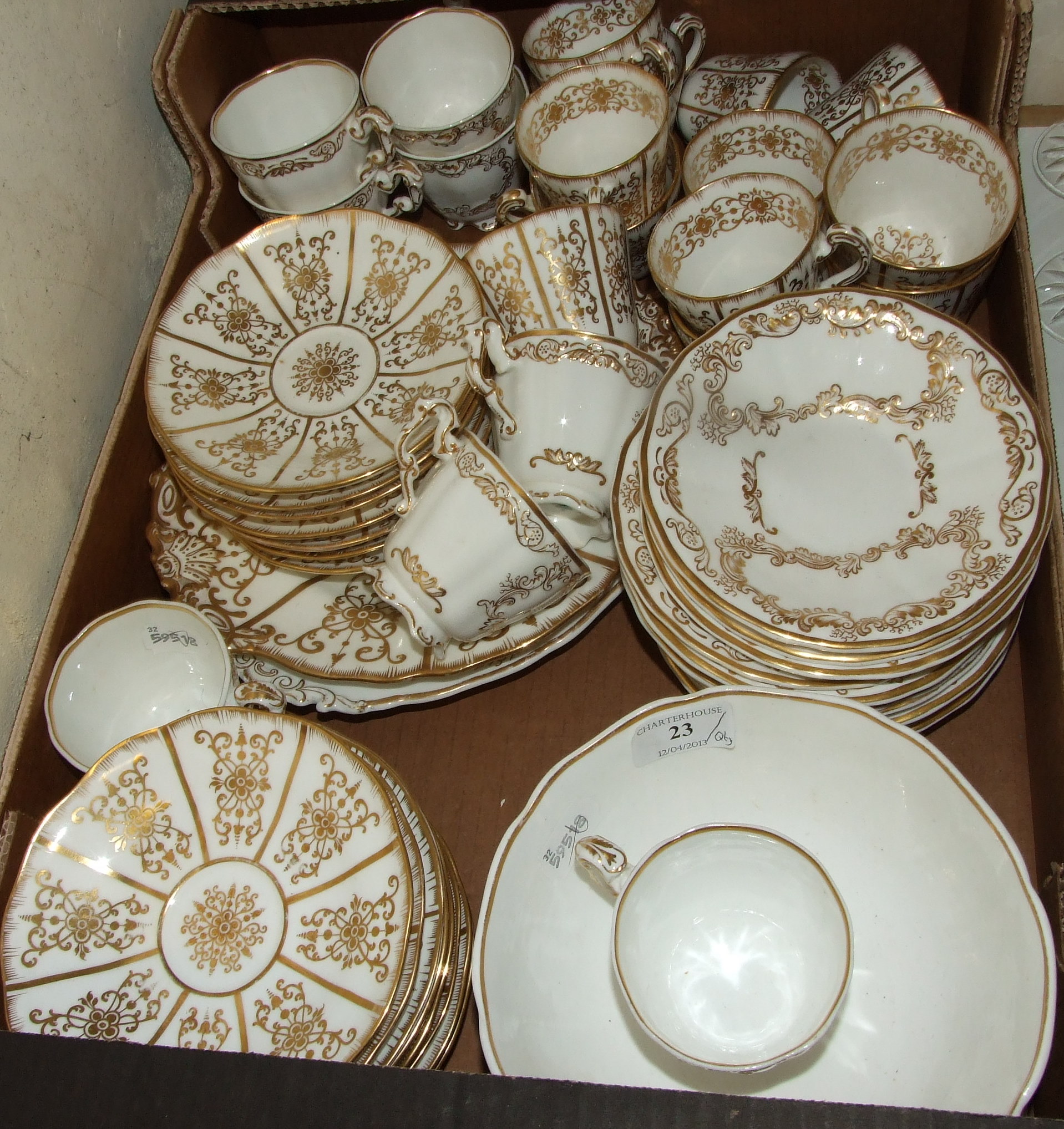 A Copeland and Garrett part tea service, with gilt decoration, and a similar Copeland part tea