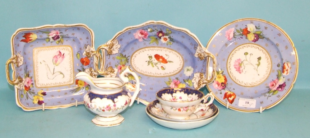 A 19th century porcelain milk jug, decorated flowers, and other similar items (qty)