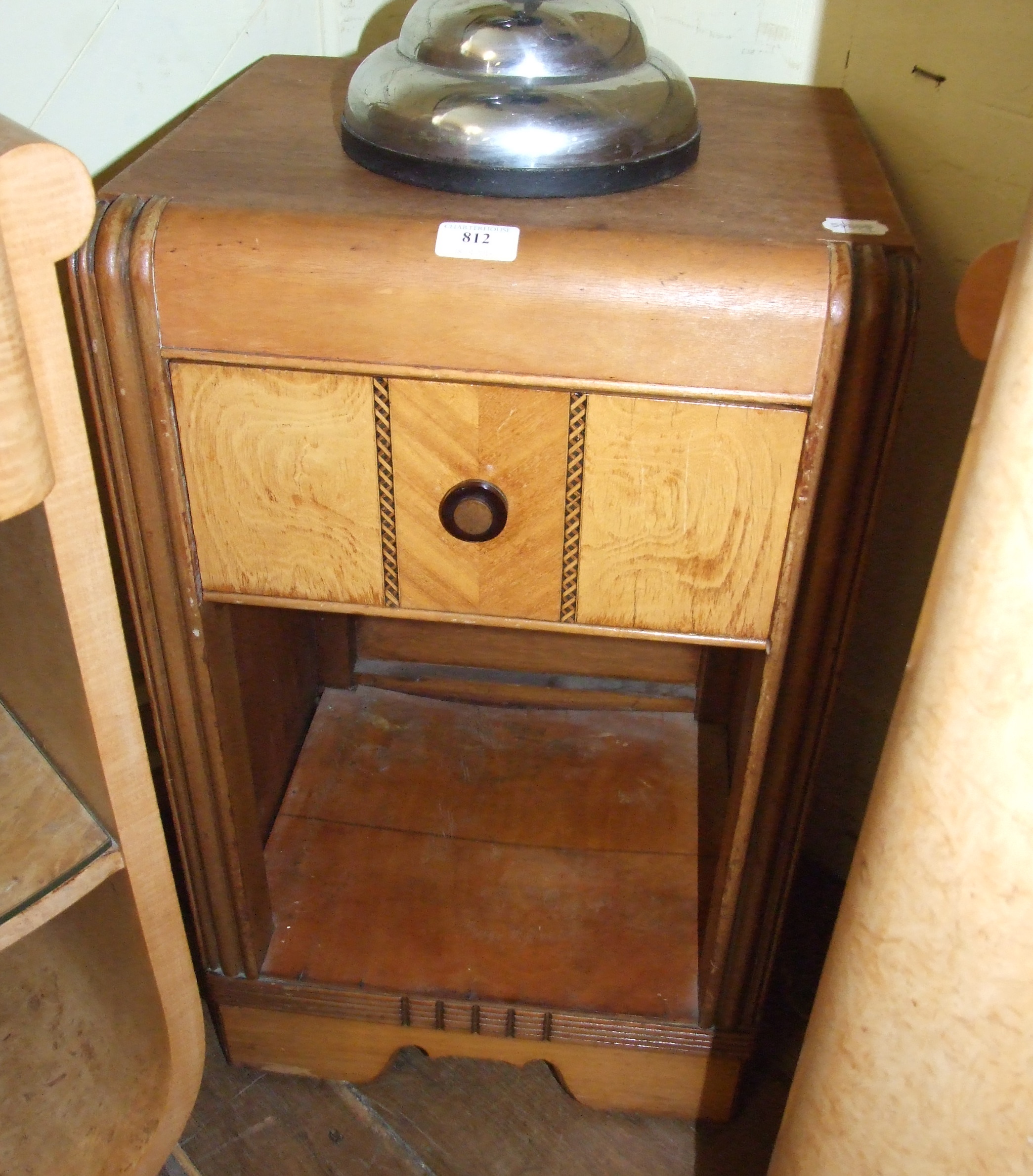 An Art Deco inlaid bedside cupboard, 41 cm wide