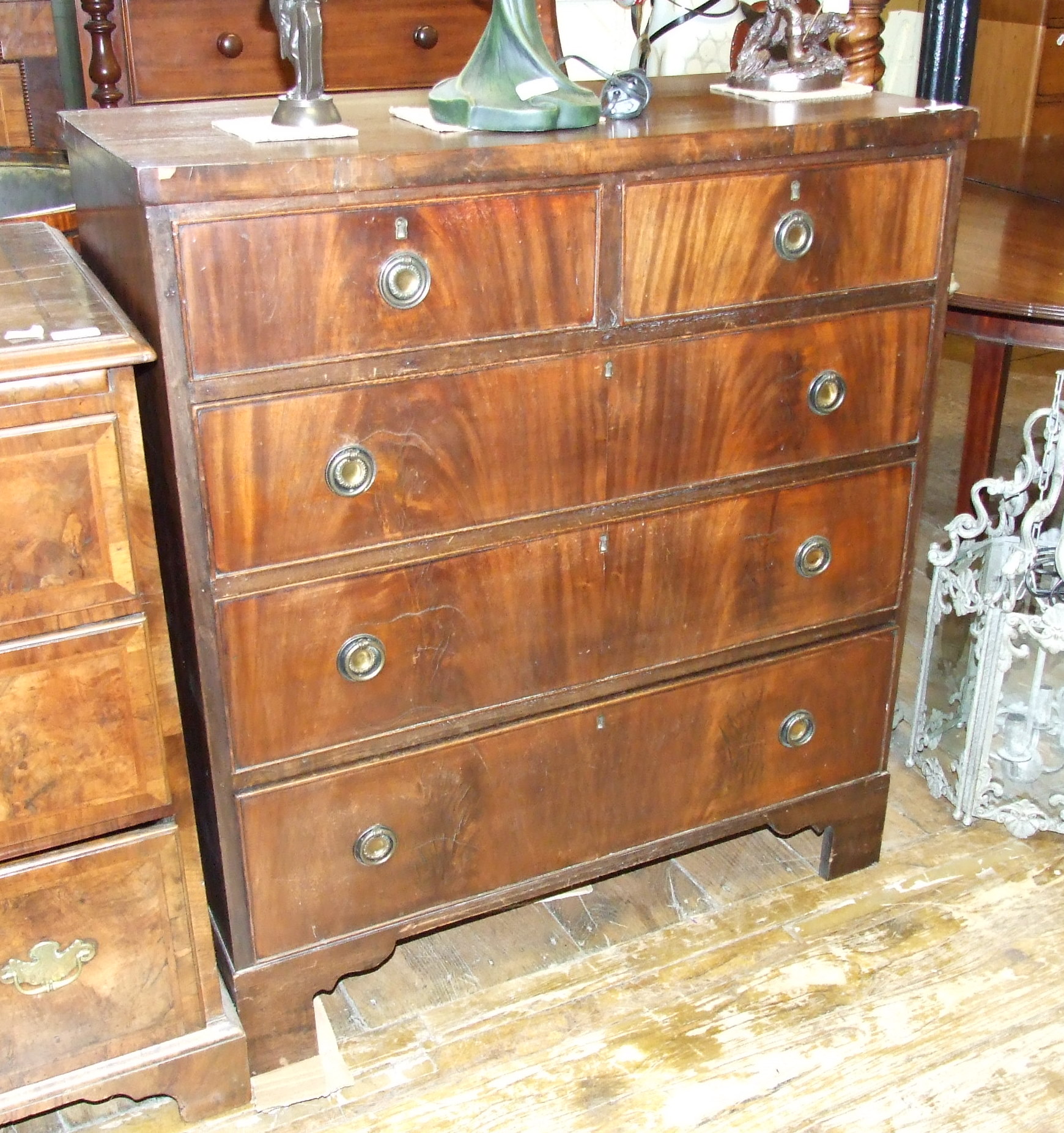 A 19th century mahogany chest, of five drawers, 90 cm wide