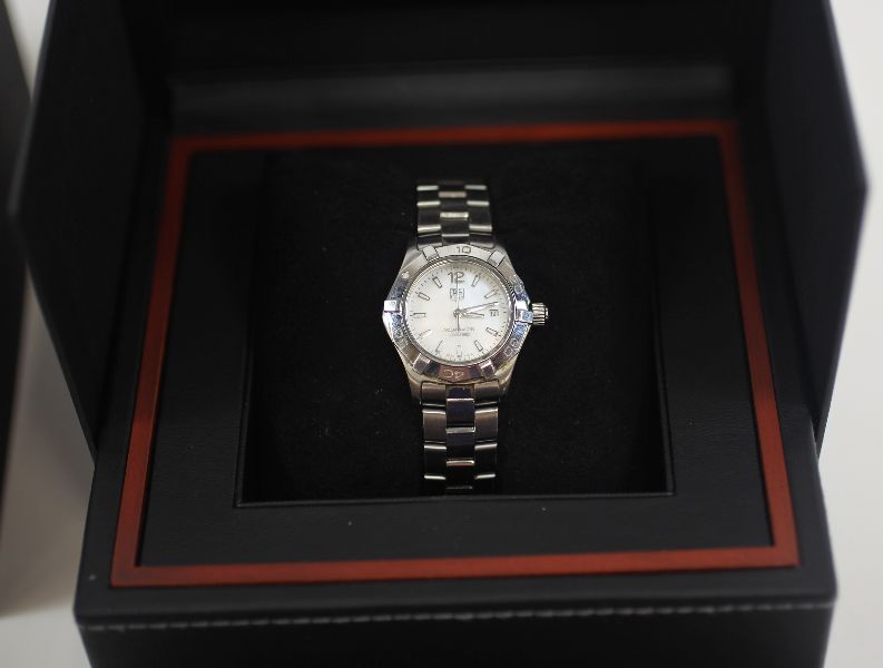 -Click here to bid -   Tag Heuer Stainless Steel Ladies Aquaracer Quartz watch with box and