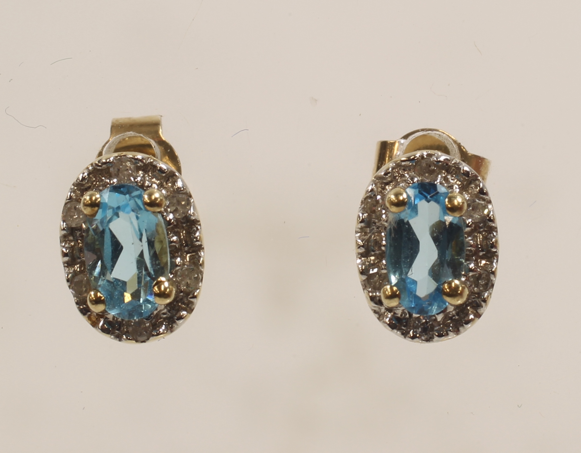 -Click here to bid -   9ct Aquamarine Diamond earrings (est. £60-£80)