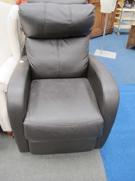 -Click here to bid -   * Two recliners in black Leather together with a similar Ottoman on