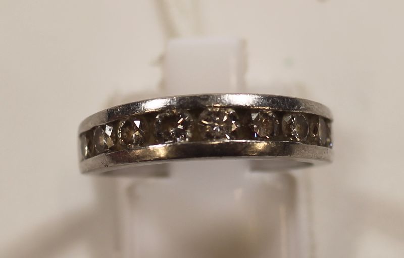 -Click here to bid -   Half Nine stone Diamond Half Eternity Ring (Size M) in Platinum Marked