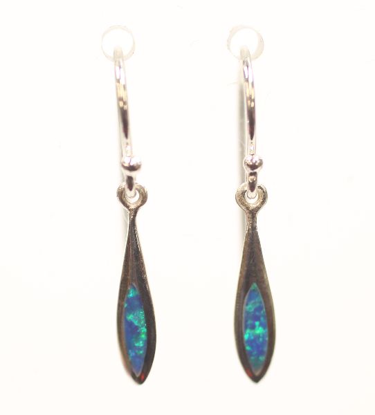 SILVER AND BLUE OPAL DROP EARRINGS APPROX DROP 1.5CMBidding is taking place on our sister site