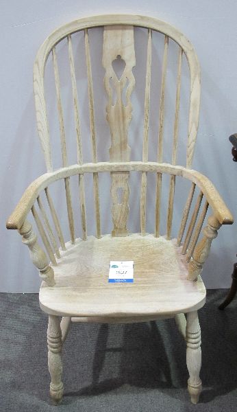 19TH CENTURY STRIPPED WINDSOR ARMCHAIR AND A GARDEN CHAIRBidding is taking place on our sister