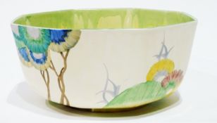 Clarice Cliff 'Viscaria' octagonal bowl, 24cms  diam.