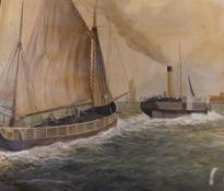 Oil on board
unattributed
Steam boat towing sailing vessel
49.5 x 59.5