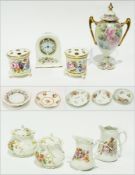 Pair Lynton china covered pot pourri vases, floral decorated, china comport, rose decorated and