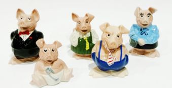 Set of five Wade Nat West pig money boxes