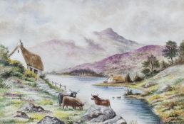 Three watercolours by  F. E. Jamieson
Harbour Scene and two Highland river scenes