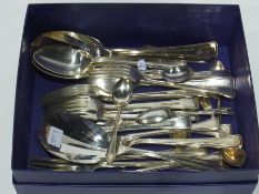 Quantity plated flatware with angular handles