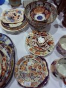 Vctorian pottery and china plates, Imari and other decorated, early 19th century china rectangular