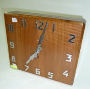 1960's/'70's Electric wall clock with chromium plated numbers and hands, the face rectangular