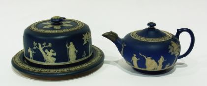 Wedgwood blue and white stoneware covered cheese dish, classical  figure decorated and similar