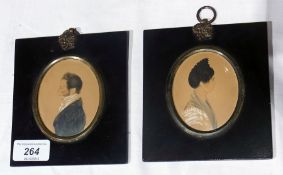 Pair Regency miniatures
watercolour on paper
Side, head and shoulders view of lady wearing white