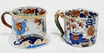 Mason's Ironstone mug, circular with panels and flared foot, serpentine handle with Imari pattern