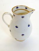 Eighteenth-century Worcester-style porcelain cream jug, sparrow beak shape with grooved loop handle,