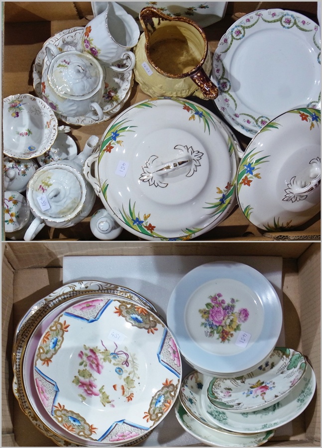 Quantity decorative tea china, tureens and other ceramics (2 boxes)