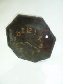 Stained wood wall clock, octagonal with beaded border