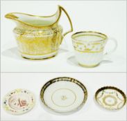 19th century Crown Derby porcelain cream jug, oval shouldered with seaweed, large saucer dish,