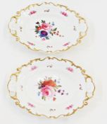 Pair early nineteenth-century Spode porcelain dishes, each oval with scroll moulded and gilded