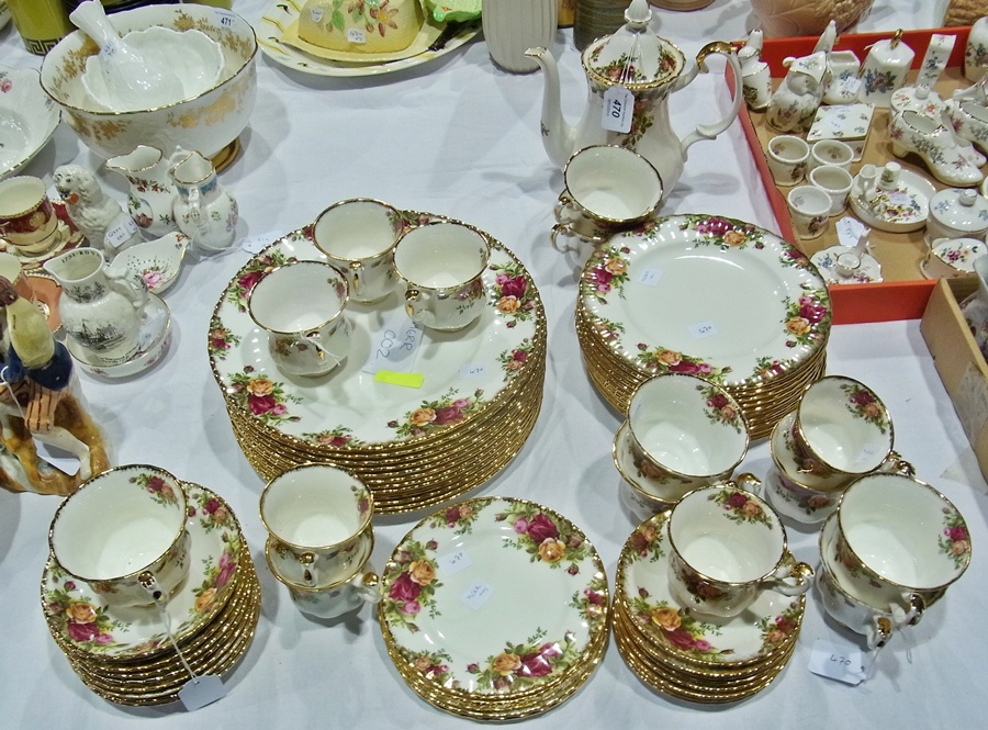 Royal Albert "Old Country Roses" dinner and coffee set, including:- twelve large plates, twelve side