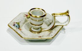 Early 19th century Spode chamberstick, with hexagonal base, decorated with gold dots and floral