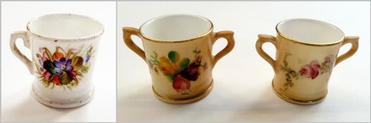 Nineteenth-century Royal Worcester miniature china cup, decorated with painted overglaze floral