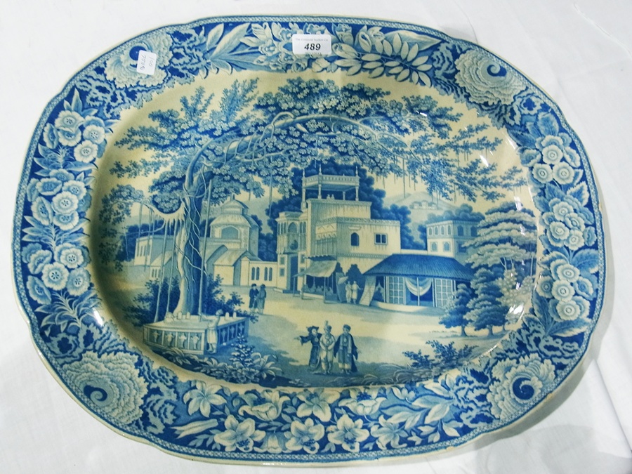 19th century James R. Riley of Burslem pottery meatplate in the Eastern Street Scene pattern, with