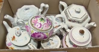 Royal Austria teapot, rose decorated and six other ceramic teapots (1 box)