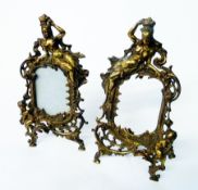 Pair gilt easel frames, decorated with pierced scrolling and classic figures, 35cm high