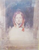 Watercolour
Unattributed 
Unfinished portrait of a young lady, possibly 1920's, unsigned, 34 x 27cm