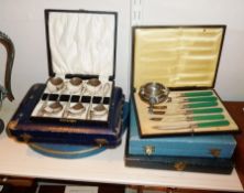 Various boxed sets of silver plate flatware, including fish knives, tea knives etc., and silver