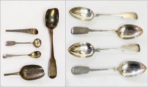 Set of four Victorian "Fiddle" pattern tablespoons, all initialled "G", Exeter 1856, makers' mark "