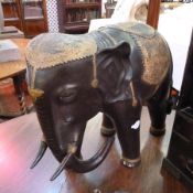 Twentieth century large metal elephant, with gilt coloured decoration, 36cm high