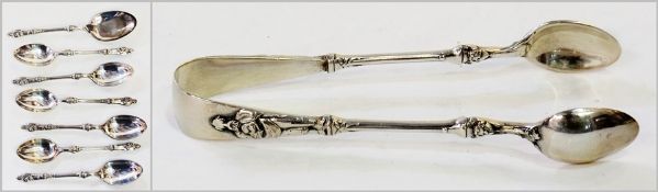 1920's set of eight silver apostle spoons with matching sugar nips, Sheffield 1921, makers' John